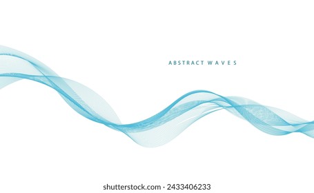 Abstract vector background with the smooth color wave. Smoke wavy lines. Vector blue waves background