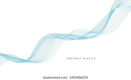 Abstract vector background with the smooth color wave. Smoke wavy lines. Vector blue waves background