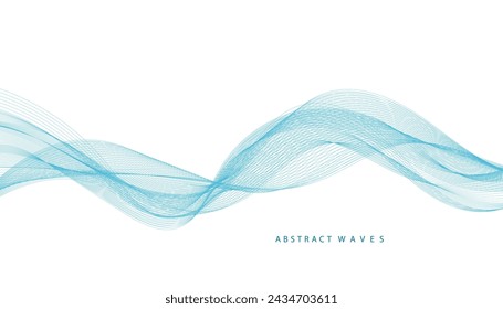 Abstract vector background with the smooth color wave. Smoke wavy lines. Vector blue waves background