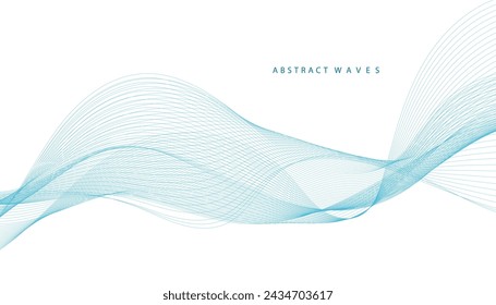 Abstract vector background with the smooth color wave. Smoke wavy lines. Vector blue waves background