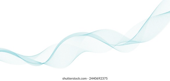 Abstract vector background with the smooth color wave. Smoke wavy lines. Vector blue waves background