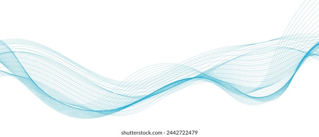 Abstract vector background with smooth color wave. Smoke wavy lines. Vector blue waves background