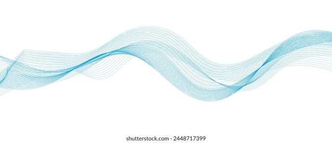 Abstract vector background with smooth color wave. Smoke wavy lines. Vector blue waves background