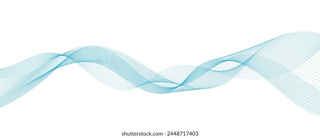 Abstract vector background with smooth color wave. Smoke wavy lines. Vector blue waves background