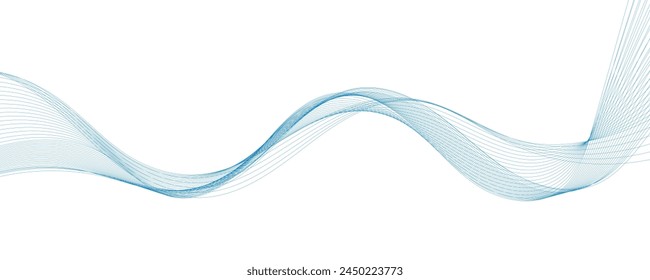 Abstract vector background with smooth color wave. Smoke wavy lines. Vector blue waves background