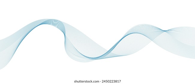 Abstract vector background with smooth color wave. Smoke wavy lines. Vector blue waves background