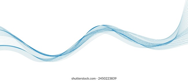 Abstract vector background with smooth color wave. Smoke wavy lines. Vector blue waves background