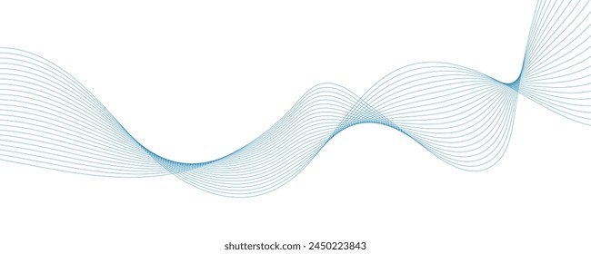 Abstract vector background with smooth color wave. Smoke wavy lines. Vector blue waves background