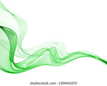 Abstract vector background with smooth green wave. Smoke wavy lines eps10