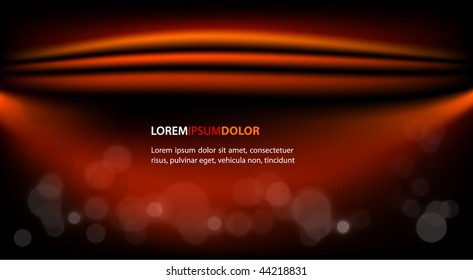 Abstract Vector Background - Soft Lights on Shiny Orange Satin Waves