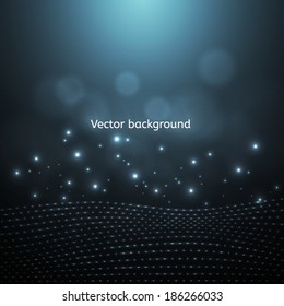 Abstract vector background. Soft waves, lights and bokeh.