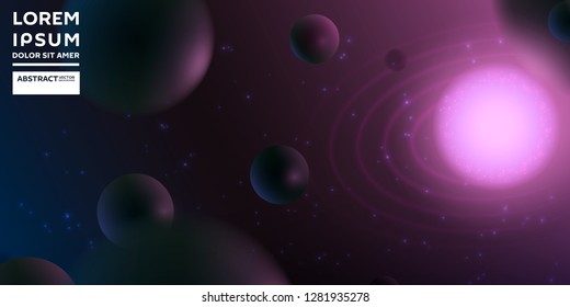 Abstract vector background, Space, Bright purple pink object with orbits and spheres - Powered by Shutterstock - Get 15% off with code: PIKWIZARD15