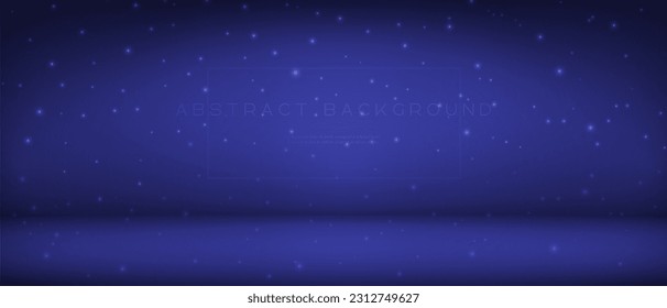 Abstract vector background with sparkles for product display. Showcase mockup scene, cosmetics product presentation. Luxury blue poster template with stars