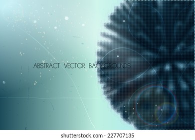 abstract vector background with spherical shape build of small geometric particles