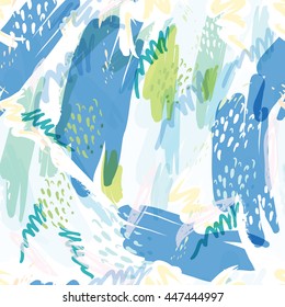 Abstract vector background with spots watercolor splashes in delicate pastel colors. Beautiful abstract texture fashion style 80 x memphis