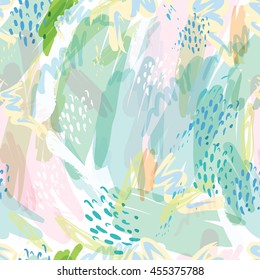 Abstract vector background with spots watercolor splashes in delicate pastel colors. Beautiful abstract texture fashion style 80 x memphis