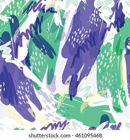 Abstract vector background with spots watercolor splashes in delicate pastel colors. Beautiful abstract texture fashion style 80 x memphis