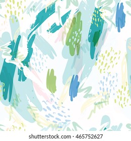 Abstract vector background with spots watercolor splashes in delicate pastel colors. Beautiful abstract texture fashion style 80 x memphis