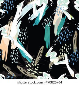 Abstract vector background with spots watercolor splashes in delicate pastel colors. Beautiful texture fashion style 80 x memphis