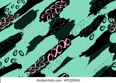 Abstract vector background with spots watercolor splashes in delicate pastel colors. Beautiful texture fashion style 80s memphis