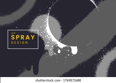 Abstract vector background with spray paint texture in black and white colours. Graffiti backdrop with blots of paint and place for text. Contemporary poster concept. Art banner design. Grunge style.