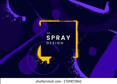 Abstract vector background with spray paint texture. Graffiti backdrop with blots of paint and place for text in purple colours. Minimalist poster concept. Art banner design. Grunge style.