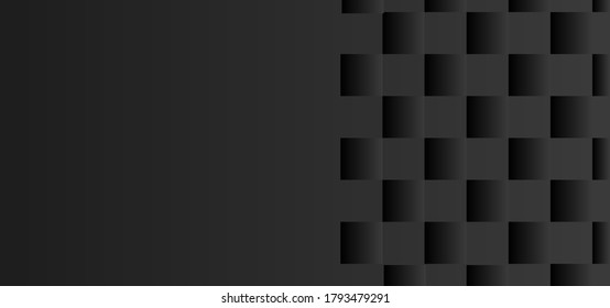 Abstract vector background from square. Background color is dark gray, black, gradient. Gradient pattern for design decoration, banner, poster, website and more. Conceptual background eps10. 