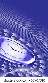 Abstract vector background with stars and clock