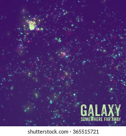 Abstract vector background with stars of distant galaxy. Illustration of deep space. Sparkles of stars and galaxies.  Unknown part of cosmos somewhere far away from Earth.