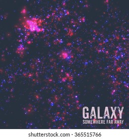 Abstract vector background with stars of distant galaxy. Illustration of deep space. Sparkles of stars and galaxies.  Unknown part of cosmos somewhere far away from Earth.
