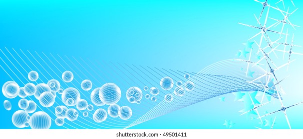 Abstract vector background with stars and a wave