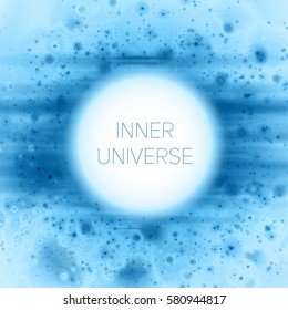 Abstract vector background of strange Black Hole in space. Shining stars falling into darkness. Sparkles of alien stars. Inner universe or subatomic world illustration. 