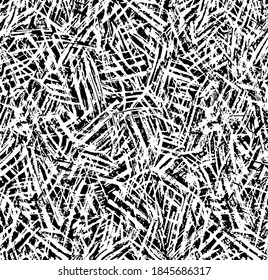 The abstract vector background in a strip, shapesing, lines, dots. Fly in different directions. Optical visual illusions - Op art. Black and white background.