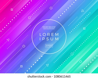 Abstract vector background. Striped multicolored background, dynamic dotted lines and frame for text or message.