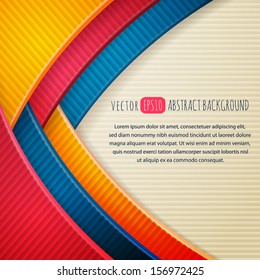 Abstract vector background from strips of a color cardboard.The illustration contains transparency and effects. EPS10