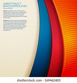 Abstract vector background from strips of a color cardboard.The illustration contains transparency and effects. EPS10