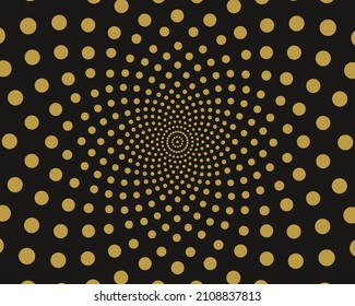 Resumen del fondo vectorial. Patrón geométrico elegante con puntos dorados, círculos.