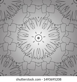 Abstract vector background. Stylish wallpaper with flowers. Floral seamless pattern with blooming flowers and leaves in black and white colors.