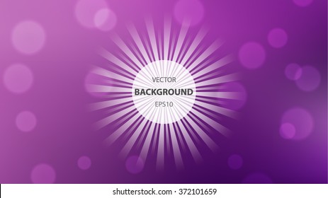 Abstract vector background. Sun rays and bubbles blurred background template. 16x9 HD FullHD modern background design.
