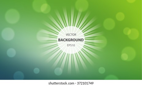 Abstract vector background. Sun rays and bubbles blurred background template. 16x9 HD FullHD modern background design.