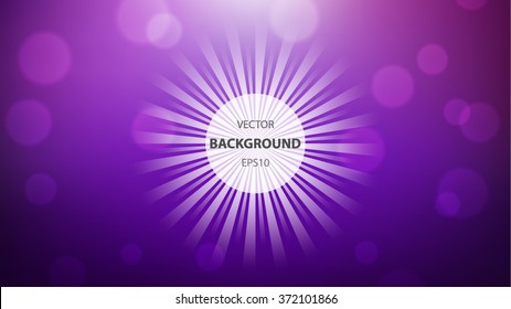 Abstract vector background. Sun rays and bubbles blurred background template. 16x9 HD FullHD modern background design.