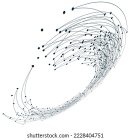 Abstract vector background. Abstract swirl form with connected lines and dots