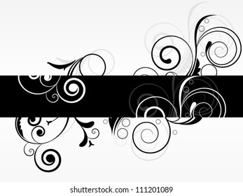 Abstract vector background with swirls and floral elements