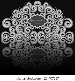 Abstract  vector  background with swirls. Frame for your text. Simulated reflection on a dark surface. EPS10