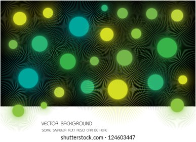 abstract vector background with symmetrical colorful shapes isolated on black background and frame for your text