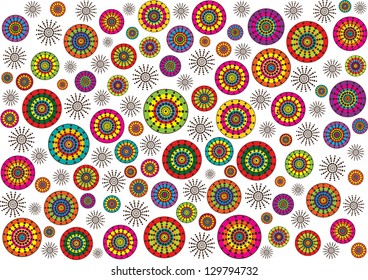 abstract vector background with symmetrical paisley motives isolated on white