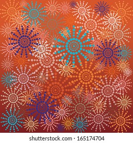 abstract vector background with symmetrical retro flowers