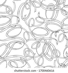 Abstract vector background with tapes. Confusion from tapes isolated on white background. Handwork vector drawing. Seamless pattern for design