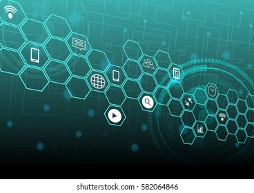 Abstract vector background technology with icon concept design