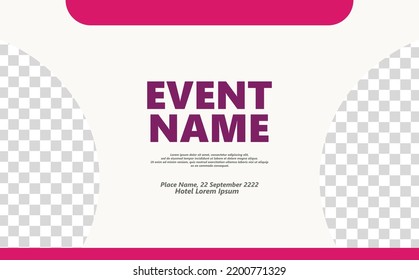 Abstract vector background template for event with two image spaces and decorated by magenta accent.